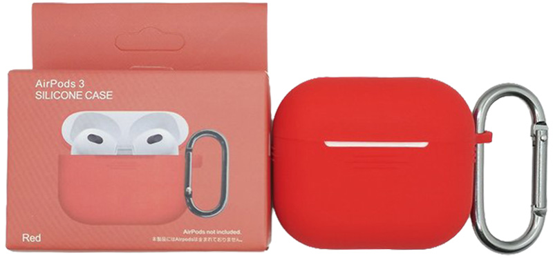 Silikonový obal s karabinou pro AirPods 3 Červený